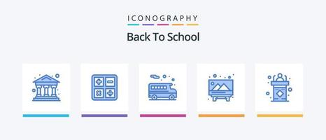 Back To School Blue 5 Icon Pack Including seminar. dais. school. classroom. picture. Creative Icons Design vector