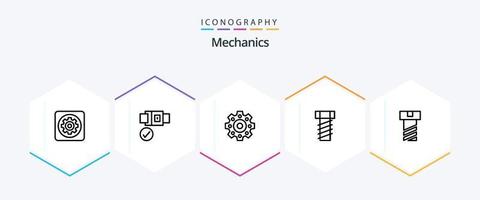 Mechanics 25 Line icon pack including . mechanical. . bolt vector