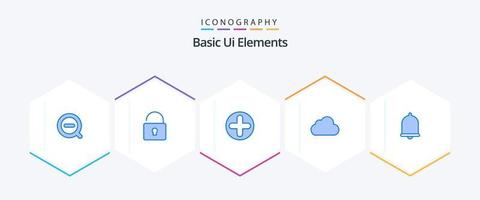 Basic Ui Elements 25 Blue icon pack including notification. alert. sign. cloudy. data vector