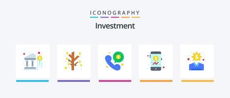 Investment Flat 5 Icon Pack Including dollar. idea. payment. finance. investment. Creative Icons Design vector