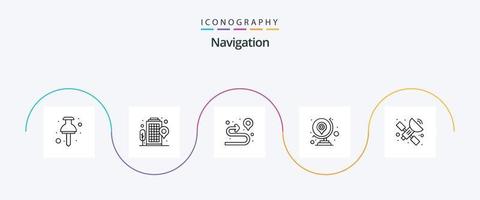 paquete de iconos de la línea de navegación 5 que incluye espacio. GPS. ruta. mapa. GPS vector