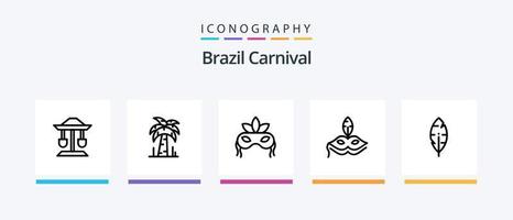 paquete de iconos de la línea 5 del carnaval de brasil que incluye amor. Brasil. canon. corazón. carnaval. diseño de iconos creativos vector