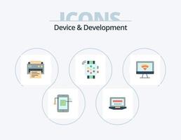 Device And Development Flat Icon Pack 5 Icon Design. monitor. education. printer. timer. watch vector