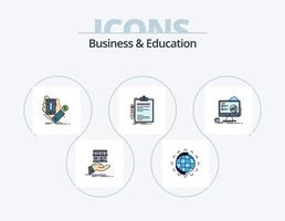 Business And Education Line Filled Icon Pack 5 Icon Design. business. contract. print. currency. shopping vector