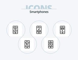 paquete de iconos de línea de teléfonos inteligentes 5 diseño de iconos. audio. ajustes. conexión. teléfono. celúla vector