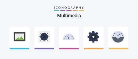 paquete de iconos de 5 planos multimedia que incluye . velocidad. velocidad. estrellarse. diseño de iconos creativos vector