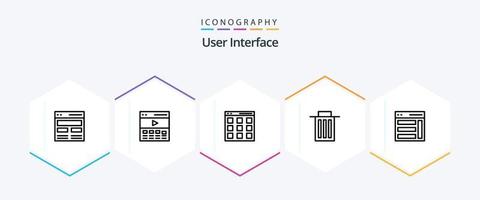 paquete de iconos de 25 líneas de la interfaz de usuario, incluido el derecho. comunicación. usuario. basura vector