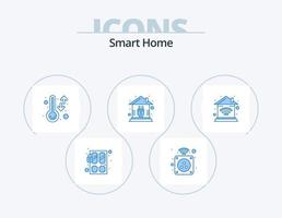 Smart Home Blue Icon Pack 5 Icon Design. smart. home. plug. control. thermometer vector