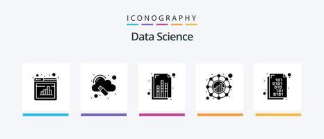 paquete de iconos de glifo 5 de ciencia de datos que incluye código binario. red. analítica. consultar. comunicación. diseño de iconos creativos vector
