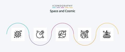 paquete de iconos de la línea espacial 5 que incluye transferencia. transferencia de datos. espacio. auto. sistema vector