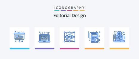 Editorial Design Blue 5 Icon Pack Including creative. pencil. art. edit. view. Creative Icons Design vector