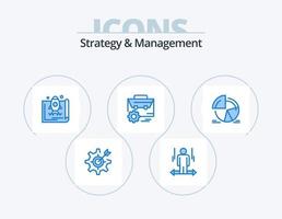 Strategy And Management Blue Icon Pack 5 Icon Design. setting. bag. left. promote. startup vector