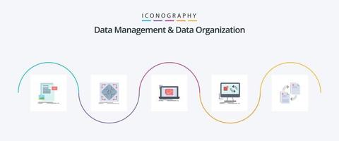 Data Management And Data Organization Flat 5 Icon Pack Including application. update. matrix. ok. checklist vector