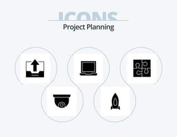 paquete de iconos de glifo de planificación de proyectos 5 diseño de iconos. configuración. computadora portátil. gabinete. configurar. subir vector