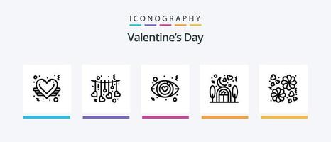 Valentines Day Line 5 Icon Pack Including board. love. love sign. house. wedding. Creative Icons Design vector