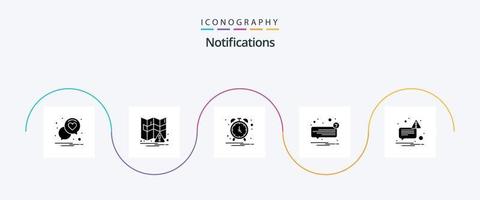 Notifications Glyph 5 Icon Pack Including sent. message. clock. unread. sms vector