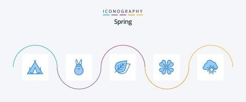 paquete de iconos primavera azul 5 que incluye la naturaleza. flor de primavera. ecología. flor. anémona vector