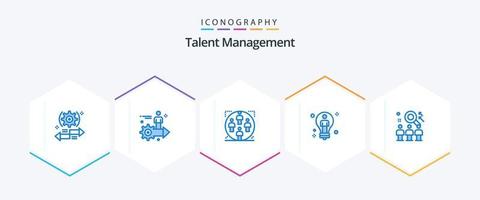 Talent Management 25 Blue icon pack including solution. bulb. user. family. group vector