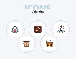 paquete de iconos llenos de línea de san valentín 5 diseño de iconos. amar. amar. corazones. día. enamorado vector
