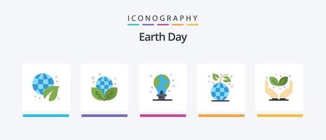 Earth Day Flat 5 Icon Pack Including . save the world. earth. protect. plant. Creative Icons Design vector