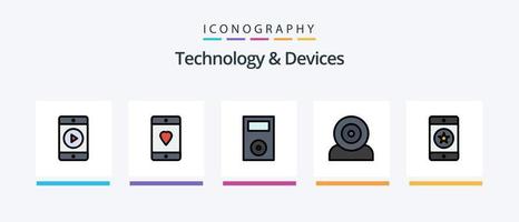 Devices Line Filled 5 Icon Pack Including scope. electronics. chip. ecg. equipment. Creative Icons Design vector