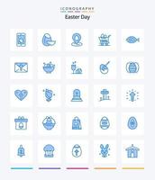 paquete creativo de iconos azules de pascua 25 como pascua. pez. alfiler. compras. carretilla vector