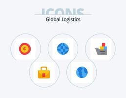 Global Logistics Flat Icon Pack 5 Icon Design. good. world. geography. internet. global vector