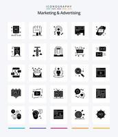 marketing creativo y publicidad paquete de iconos negros sólidos de 25 glifos, como manos. marco. persona. papel. marketing vector