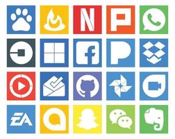 20 Social Media Icon Pack Including google duo github delicious inbox windows media player vector