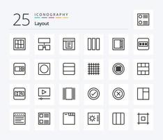 Layout 25 Line icon pack including form. layout. column. field. i frame vector