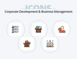 desarrollo corporativo y línea de gestión empresarial paquete de iconos llenos 5 diseño de iconos. humano. personal. hora buscar. recursos vector