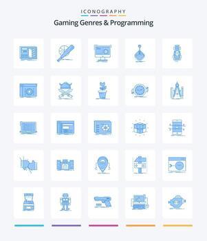 géneros de juegos creativos y programación 25 paquete de iconos azules como juegos. arcada. juego. progreso. función vector