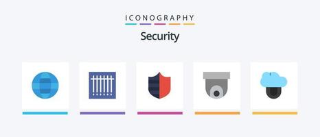 paquete de iconos de 5 planos de seguridad que incluye protección. informática. seguridad. video. circuito cerrado de televisión diseño de iconos creativos vector