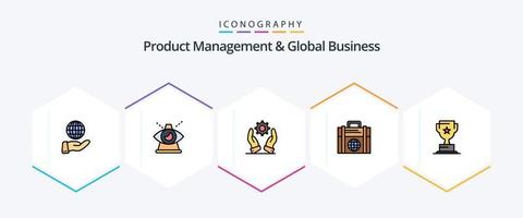 Product Managment And Global Business 25 FilledLine icon pack including award. modern. providence. investment. solutions vector