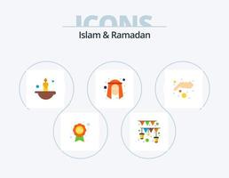 Islam And Ramadan Flat Icon Pack 5 Icon Design. charity. arab. candle. person. man vector