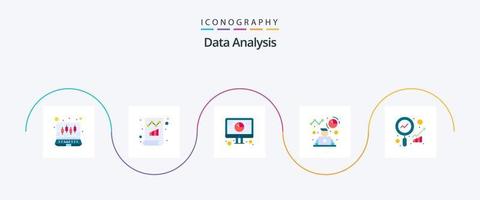 paquete de iconos de 5 planos de análisis de datos que incluye gráfico. perfil. informe. avatar. grafico vector