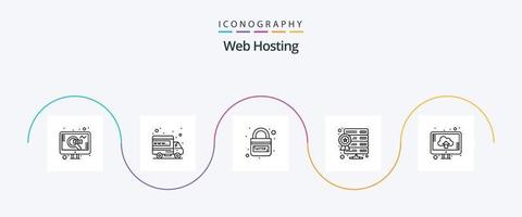 paquete de iconos de la línea 5 de alojamiento web que incluye la nube. estrella. dominio. servidor. seguridad vector