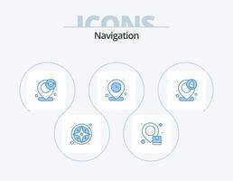 Navigation Blue Icon Pack 5 Icon Design. notification. time. map. location. university vector