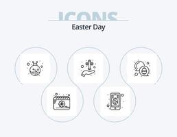 paquete de iconos de línea de Pascua 5 diseño de iconos. mano. luz. decoración. primavera. velas vector