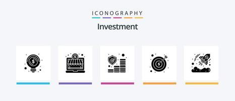 Investment Glyph 5 Icon Pack Including currency. money. investment. finance. business. Creative Icons Design vector