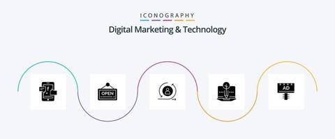 paquete de iconos de glifo 5 de marketing digital y tecnología que incluye tablero. digital. regresando contenido orgánico. orgánico vector