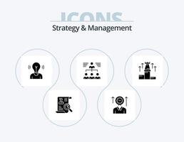 paquete de iconos de glifo de estrategia y gestión 5 diseño de iconos. trabajo en equipo. empresario. arriba. luz. usuario vector