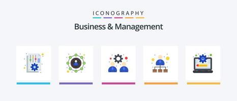 Business And Management Flat 5 Icon Pack Including laptop. hierarchy. user. hierarchical structure. work. Creative Icons Design vector