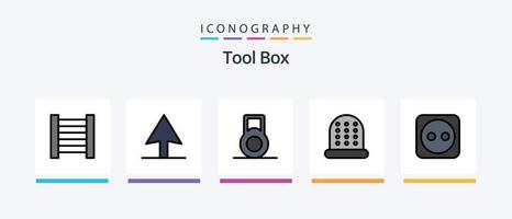 la línea de herramientas llenó el paquete de 5 íconos que incluye . bolígrafo. herramientas. diseño de iconos creativos vector