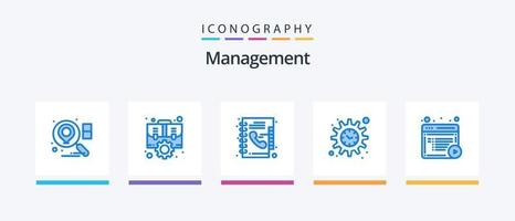 paquete de iconos de administración azul 5 que incluye documentos. artículo. libro. tiempo. gestión. diseño de iconos creativos vector