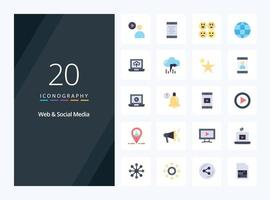 20 Web And Social Media Flat Color icon for presentation vector