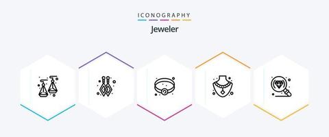 paquete de íconos de 25 líneas de joyería que incluye . diamante. . joyas vector