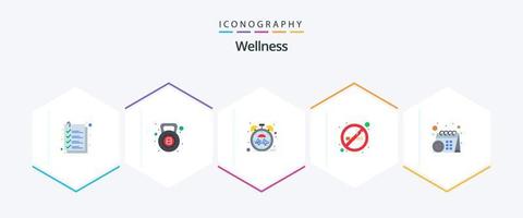 paquete de iconos planos wellness 25 que incluye horario. de fumar. derrotar. No Fumar. cigarrillo vector