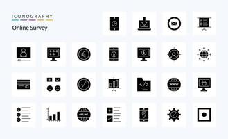 paquete de iconos de glifo sólido de 25 encuestas en línea vector