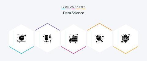 paquete de iconos de 25 glifos de ciencia de datos que incluye protección. datos. servidor. SEO grafico vector